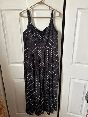 SHEIN Black Maxi Dress with White Polka Dots